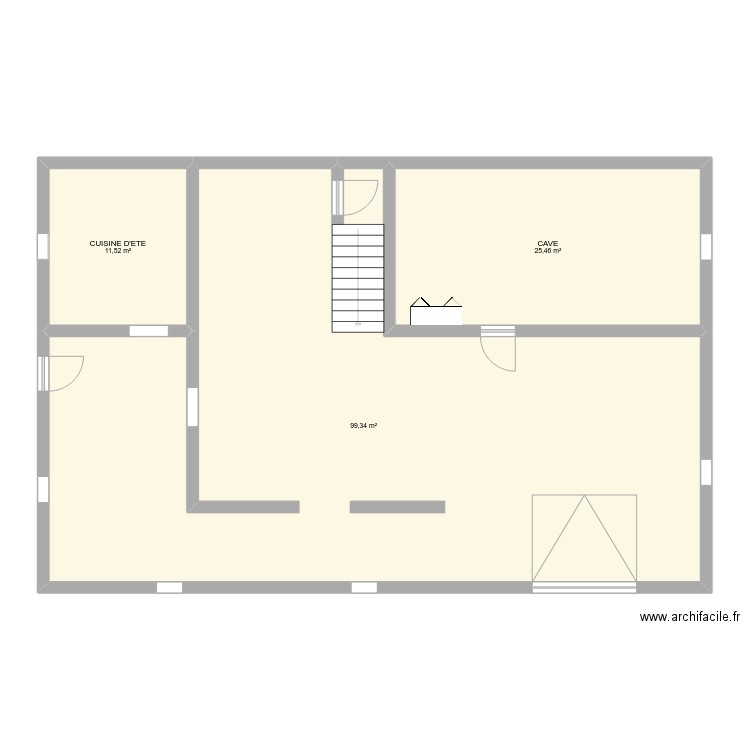 CAVE COLLIN. Plan de 3 pièces et 136 m2