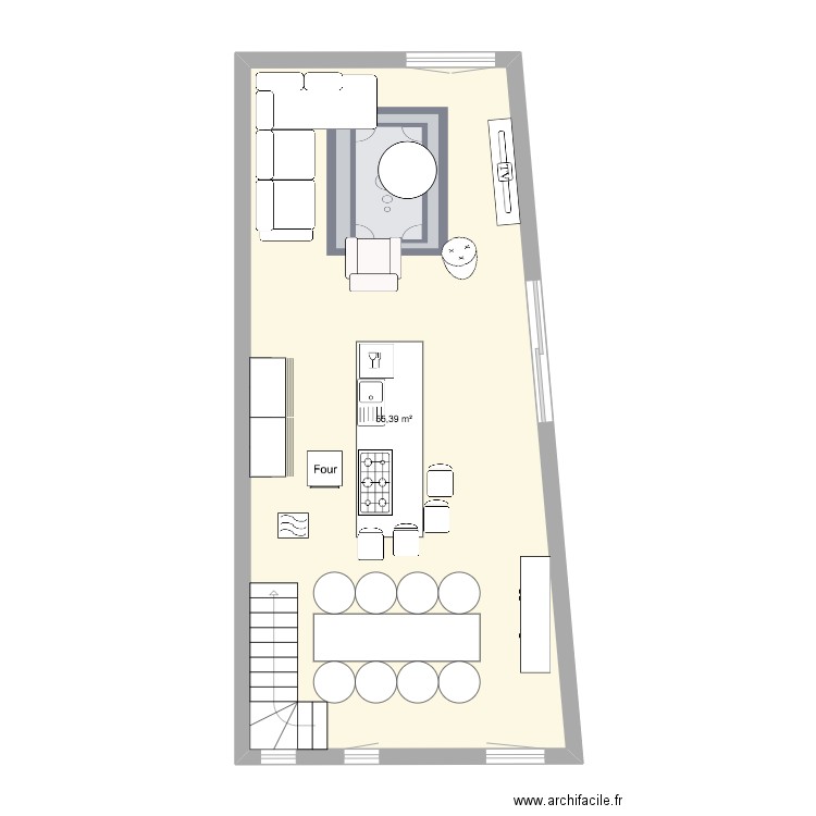 Maison. Plan de 1 pièce et 55 m2