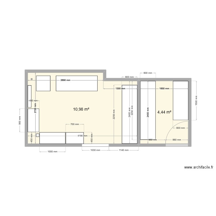 Atelier maintenance aménagement 1. Plan de 2 pièces et 15 m2