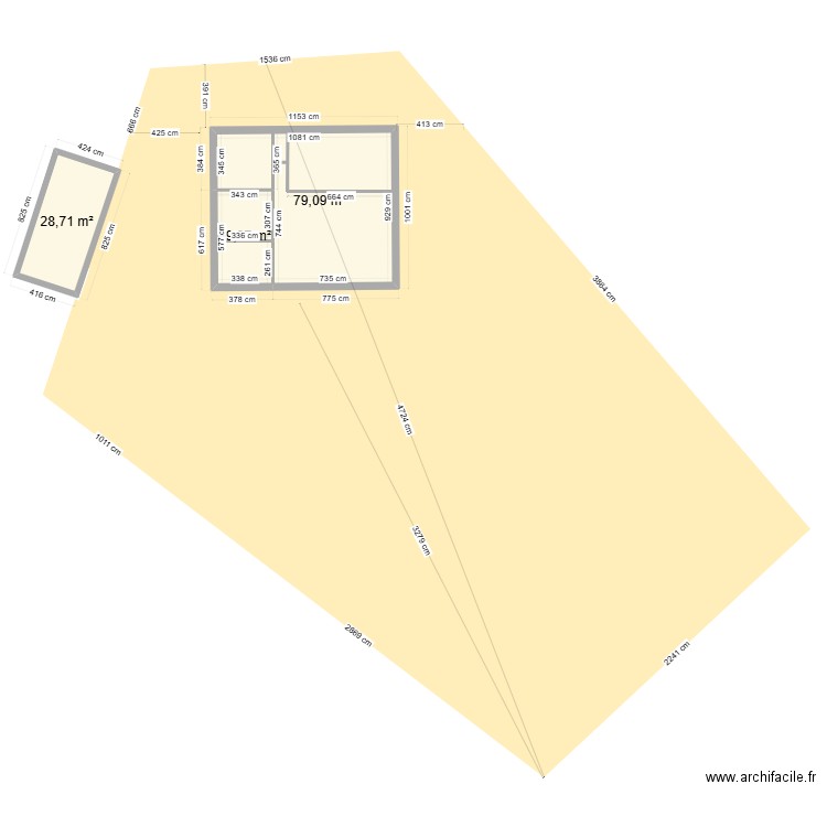 plan maison carré. Plan de 2 pièces et 150 m2