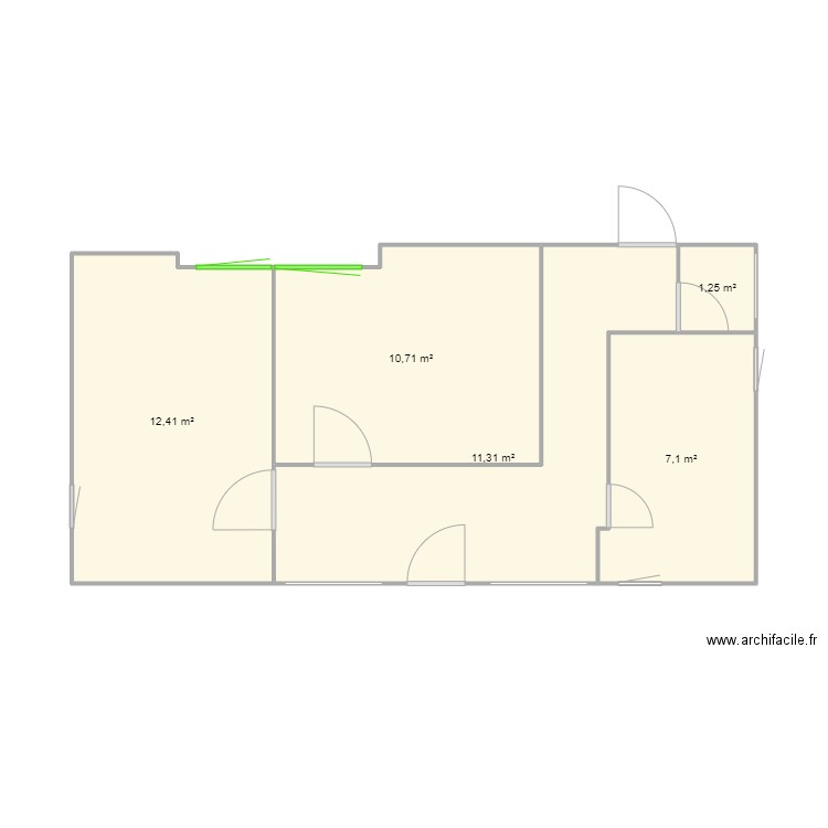 Premier étage 1. Plan de 5 pièces et 43 m2