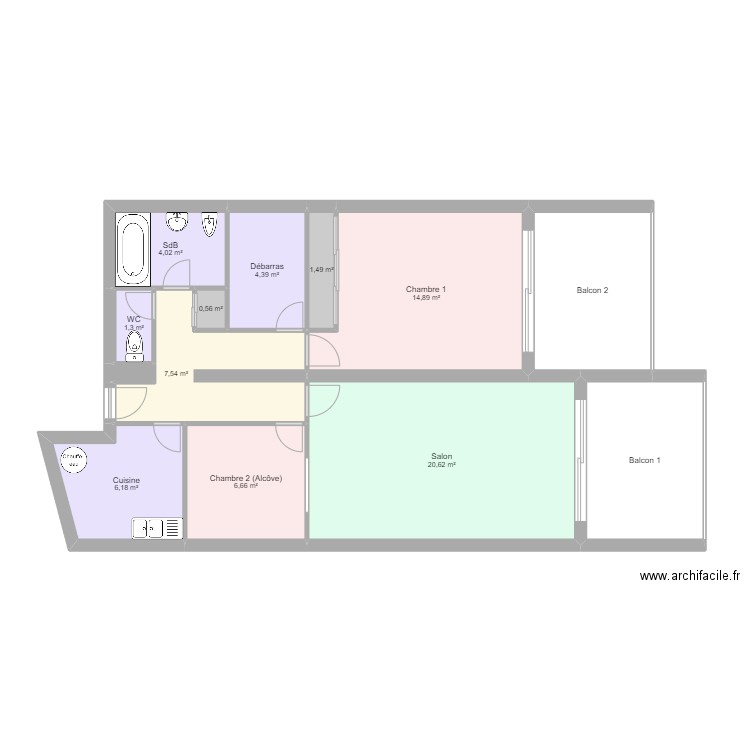 SaintJean. Plan de 13 pièces et 86 m2