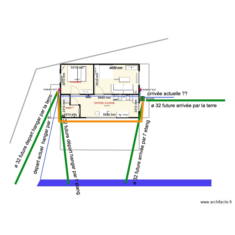 MAISON CHATEAU SUR LOIR 10. Plan de 4 pièces et 42 m2