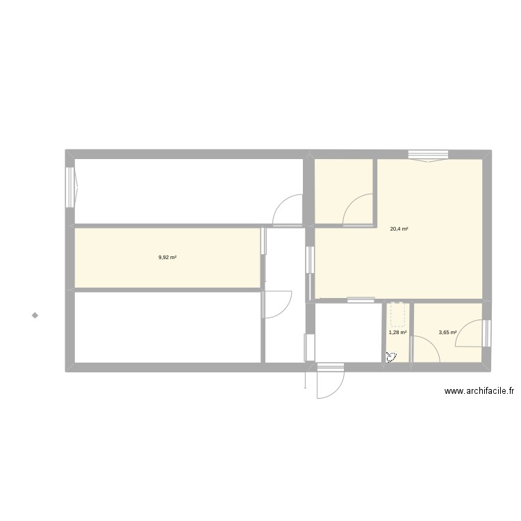 Fromagerie. Plan de 4 pièces et 35 m2