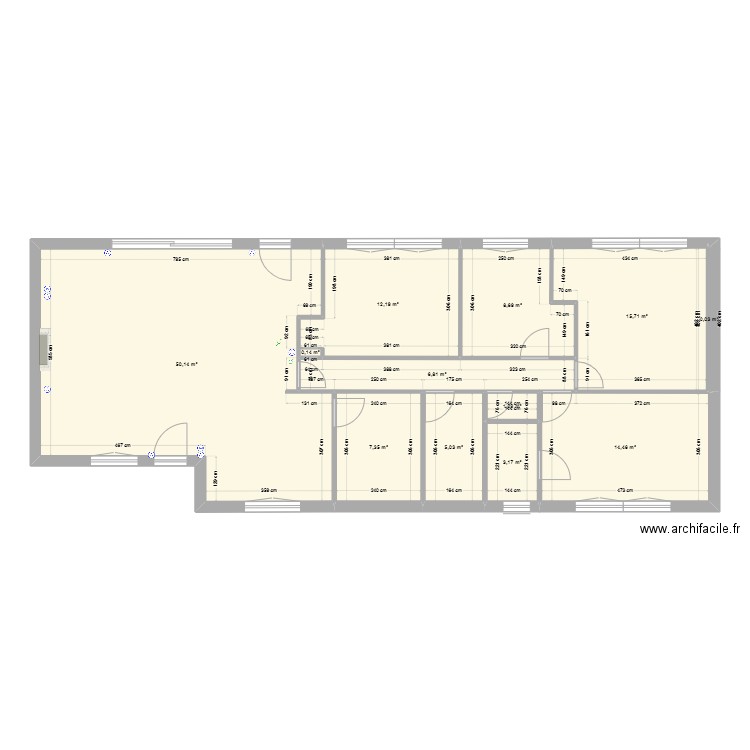 RDC1. Plan de 12 pièces et 125 m2