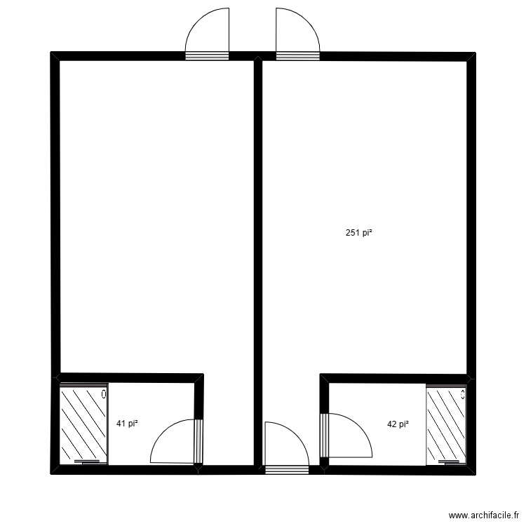 chambre. Plan de 3 pièces et 31 m2