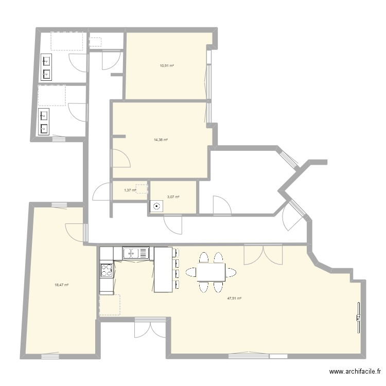 Labrouste. Plan de 6 pièces et 96 m2