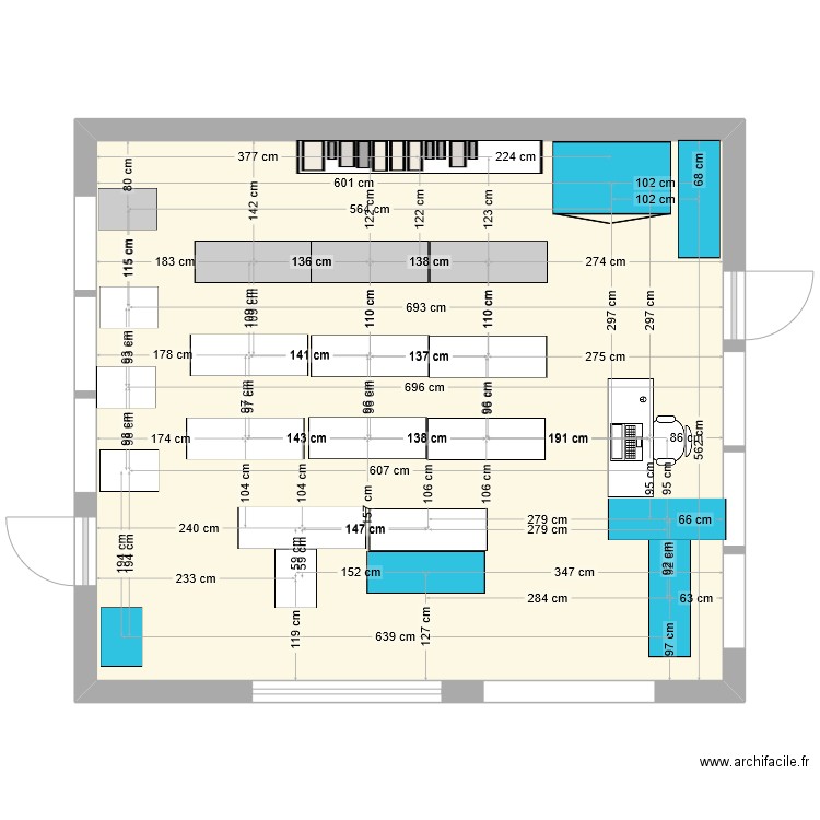 classe 8. Plan de 1 pièce et 46 m2