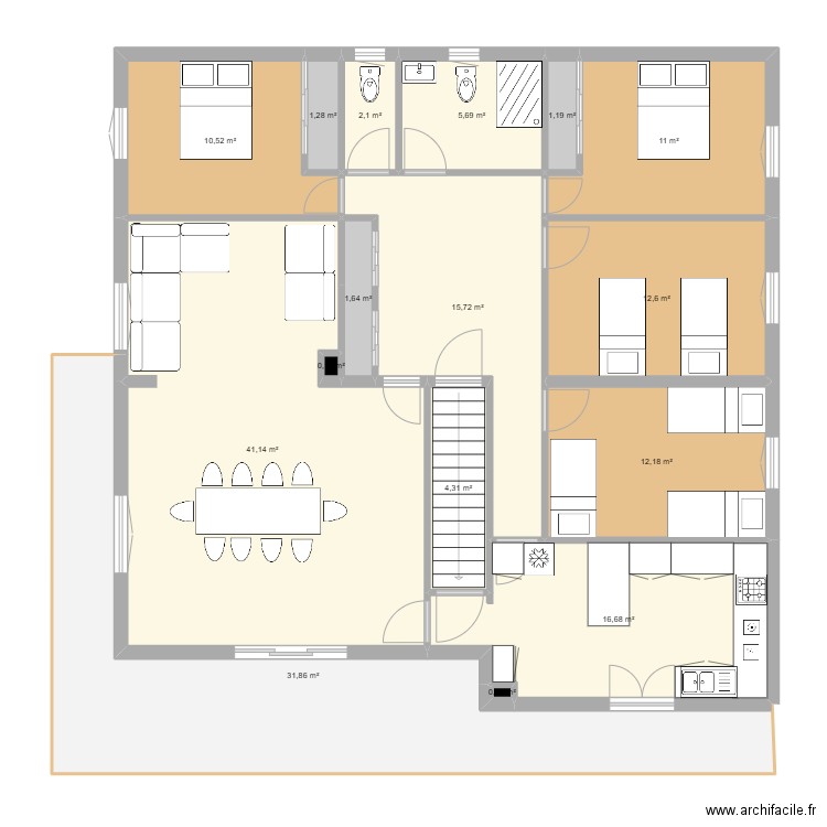 Appart +1 new - Dévoluy. Plan de 16 pièces et 168 m2