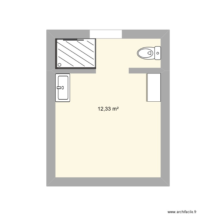 sdb. Plan de 1 pièce et 12 m2