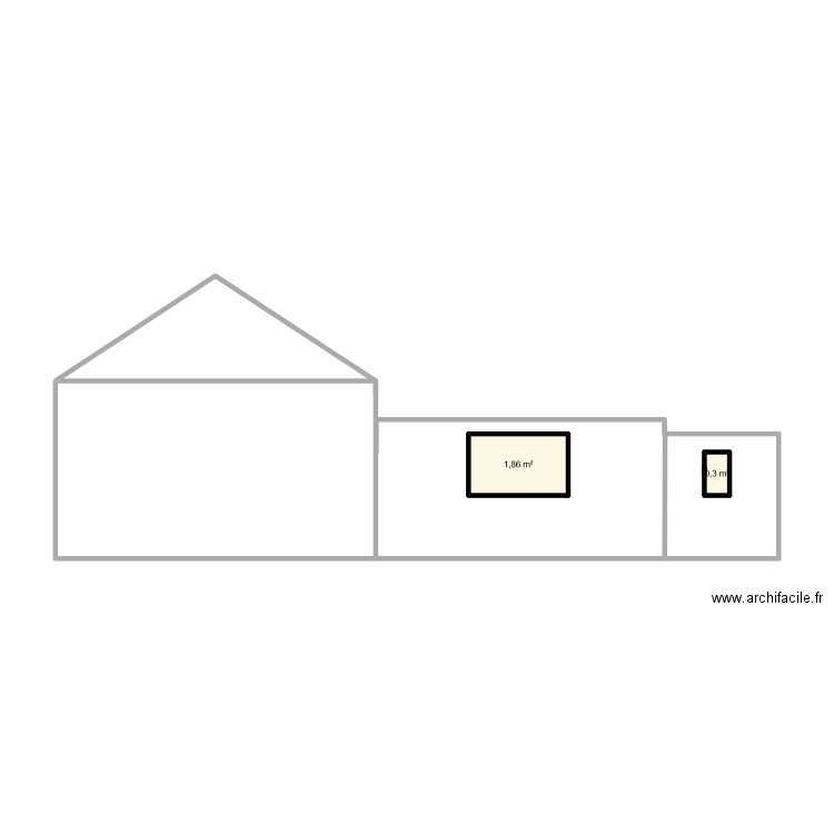 plan coté ouest. Plan de 2 pièces et 2 m2