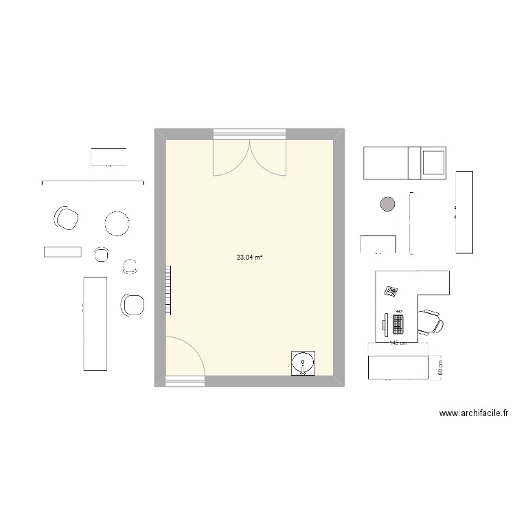 Plan cabinet 1. Plan de 1 pièce et 23 m2