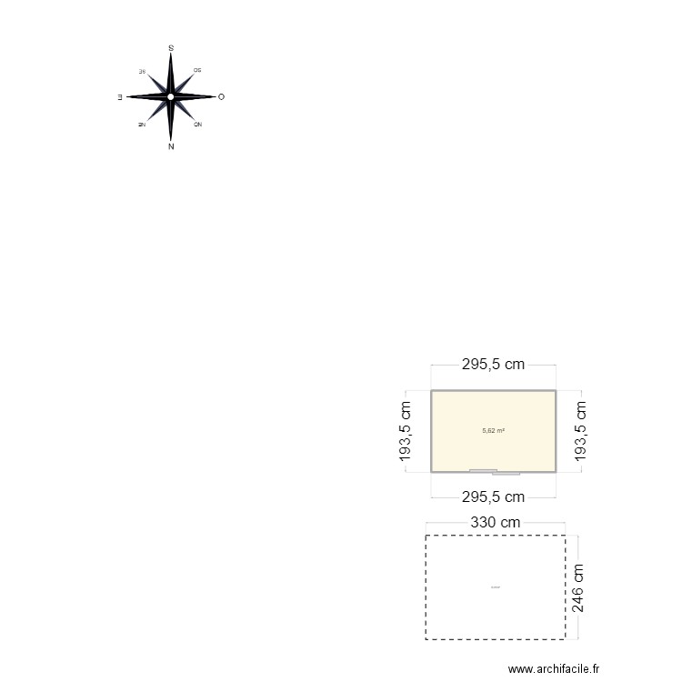 lt pataugeoire. Plan de 1 pièce et 6 m2