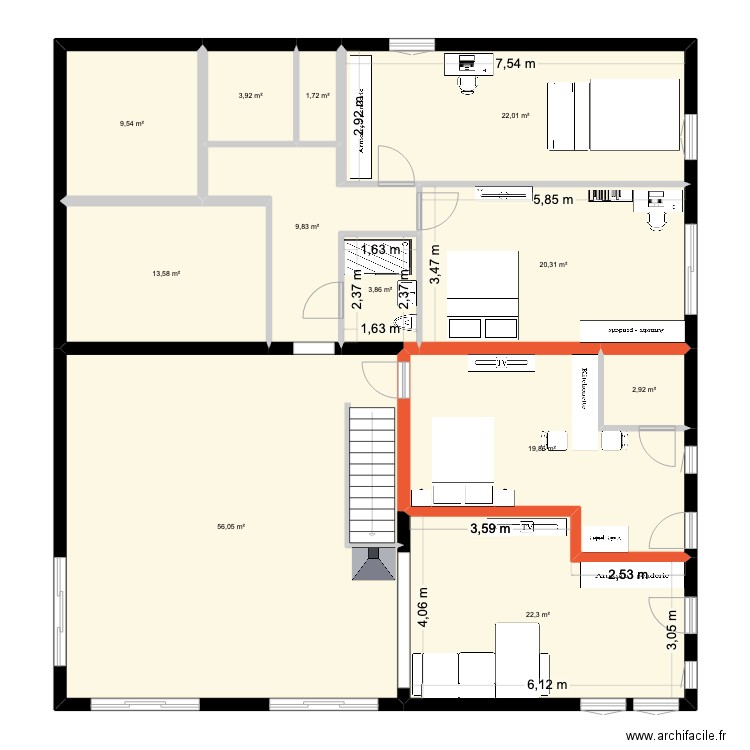 maison hésingue 1etages tour chambres enfants. Plan de 12 pièces et 186 m2