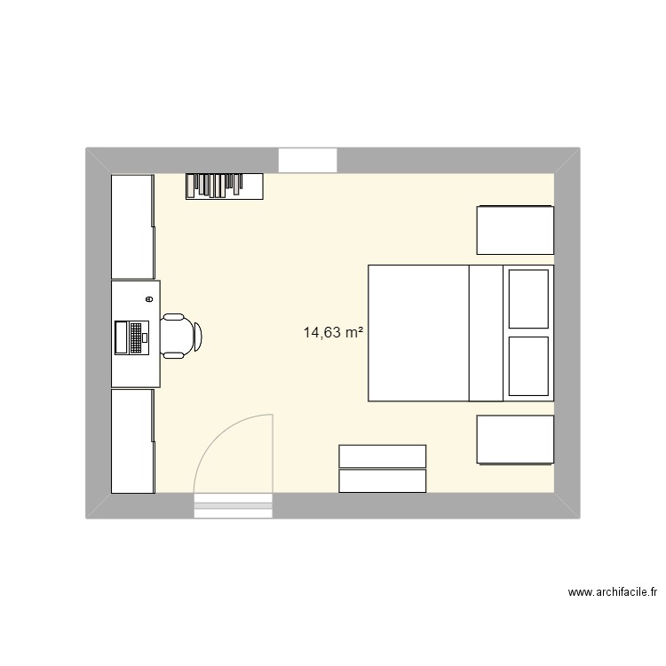 Chambre a coucher . Plan de 1 pièce et 15 m2