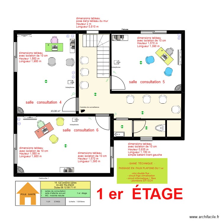 lolomodul - lolomodul -  1 er étage pole santé. Plan de 6 pièces et 84 m2