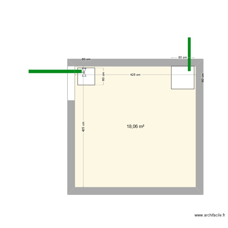 Plan cuve à eau. Plan de 1 pièce et 18 m2