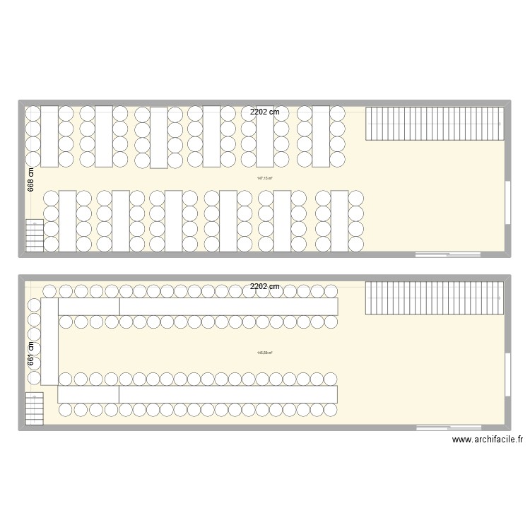 plan diner MCA. Plan de 2 pièces et 293 m2