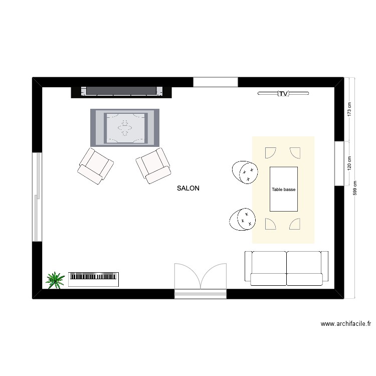 SALON. Plan de 1 pièce et 44 m2