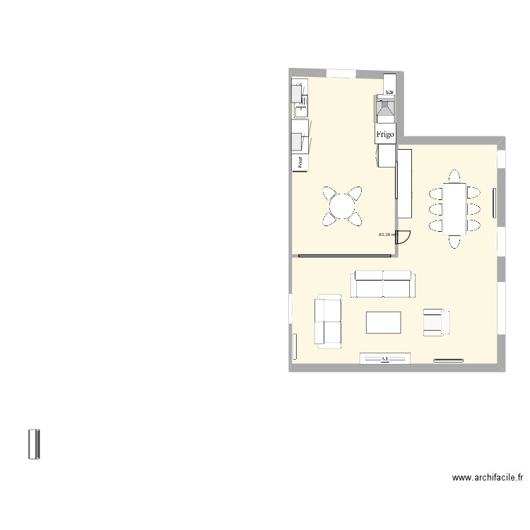 maison. Plan de 1 pièce et 63 m2