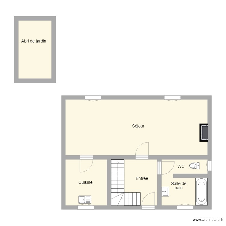 CALAS RDC. Plan de 5 pièces et 60 m2