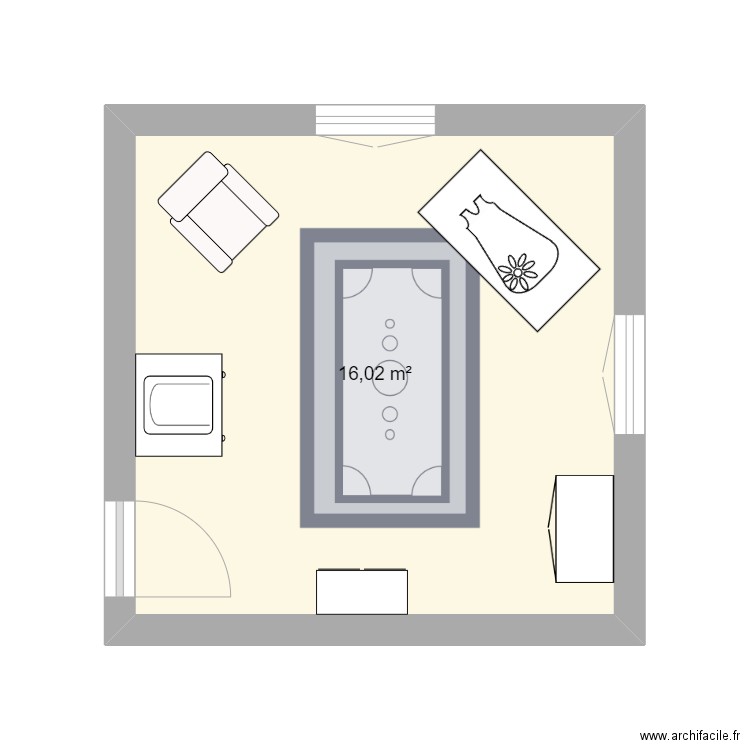 chambre myrtille. Plan de 1 pièce et 16 m2