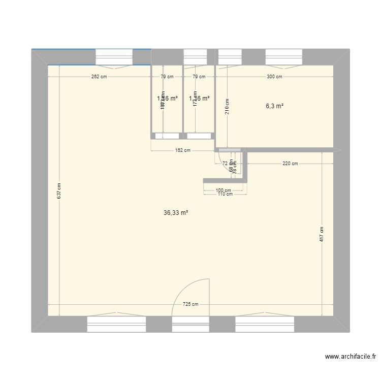 castro asloune. Plan de 4 pièces et 45 m2