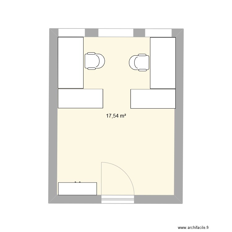 bureau coordo 04112024. Plan de 1 pièce et 18 m2