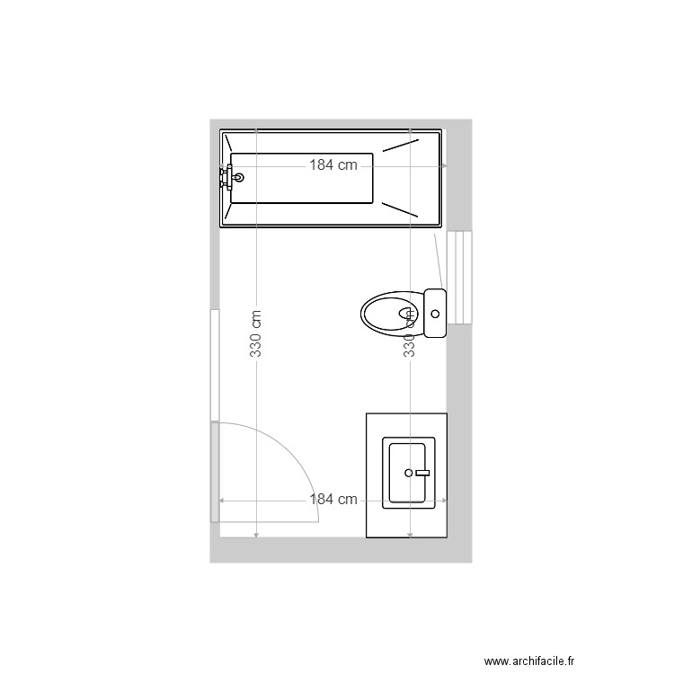 Marault vers. Baignoire. Plan de 1 pièce et 6 m2