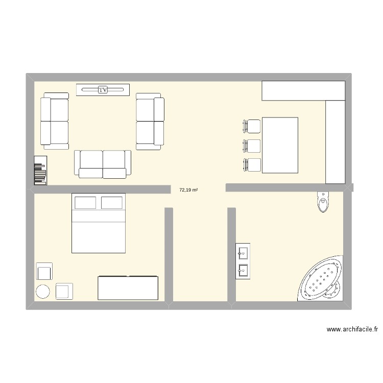 appartement . Plan de 1 pièce et 72 m2