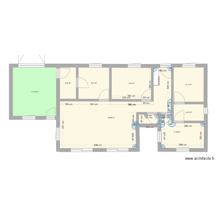 Maison Bonneval. Plan de 8 pièces et 103 m2