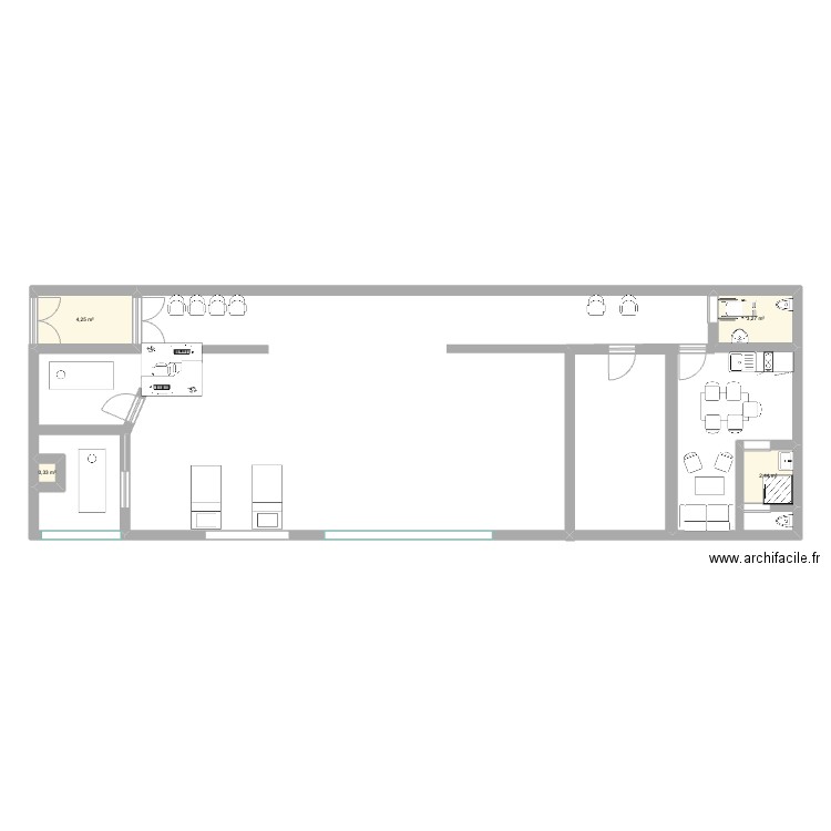 Cab. Plan de 4 pièces et 10 m2