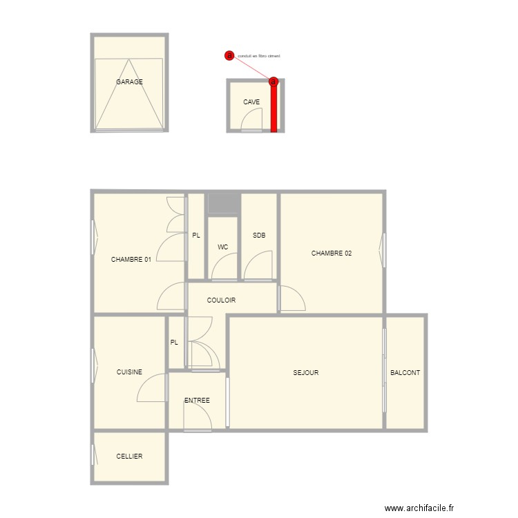 AMIANTE. Plan de 15 pièces et 66 m2