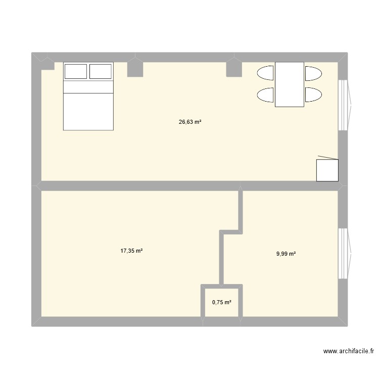 Création plan gites. Plan de 2 pièces et 64 m2