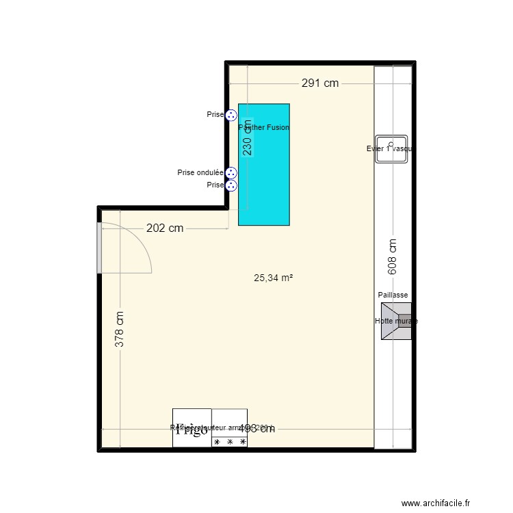 Avranches. Plan de 1 pièce et 25 m2