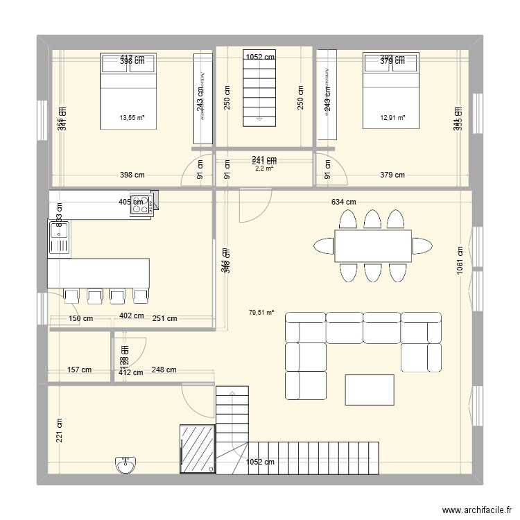 PAMIERS. Plan de 4 pièces et 108 m2