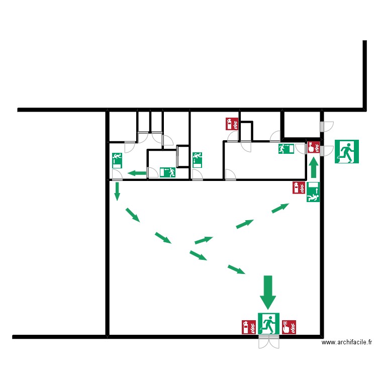 plan evac. Plan de 13 pièces et 297 m2