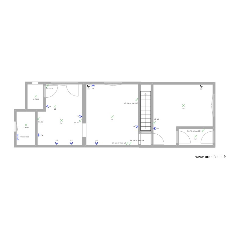 REZ. Plan de 6 pièces et 45 m2