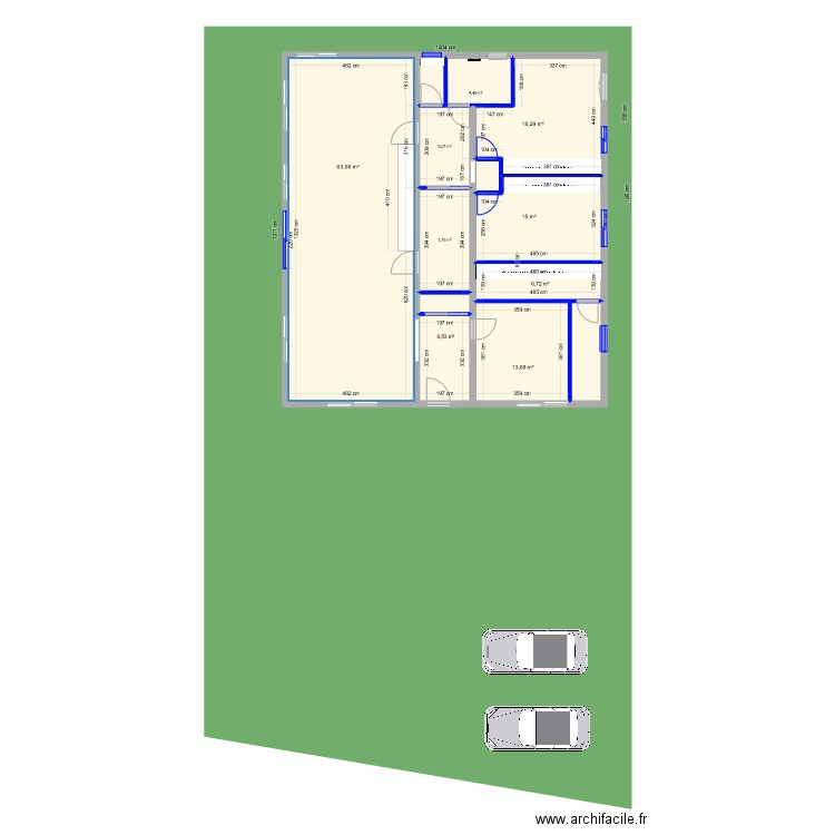 Castelginest 11 eau. Plan de 13 pièces et 151 m2