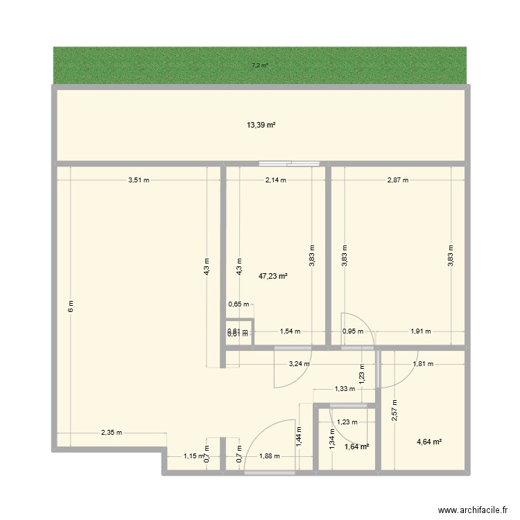 T2 RDC Borotra Lecannet. Plan de 4 pièces et 67 m2