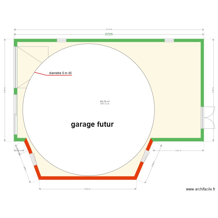 garage futur 4. Plan de 1 pièce et 90 m2