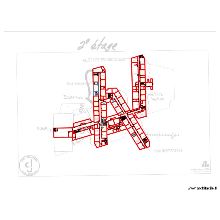 cdj 2e étage. Plan de 31 pièces et 35 m2