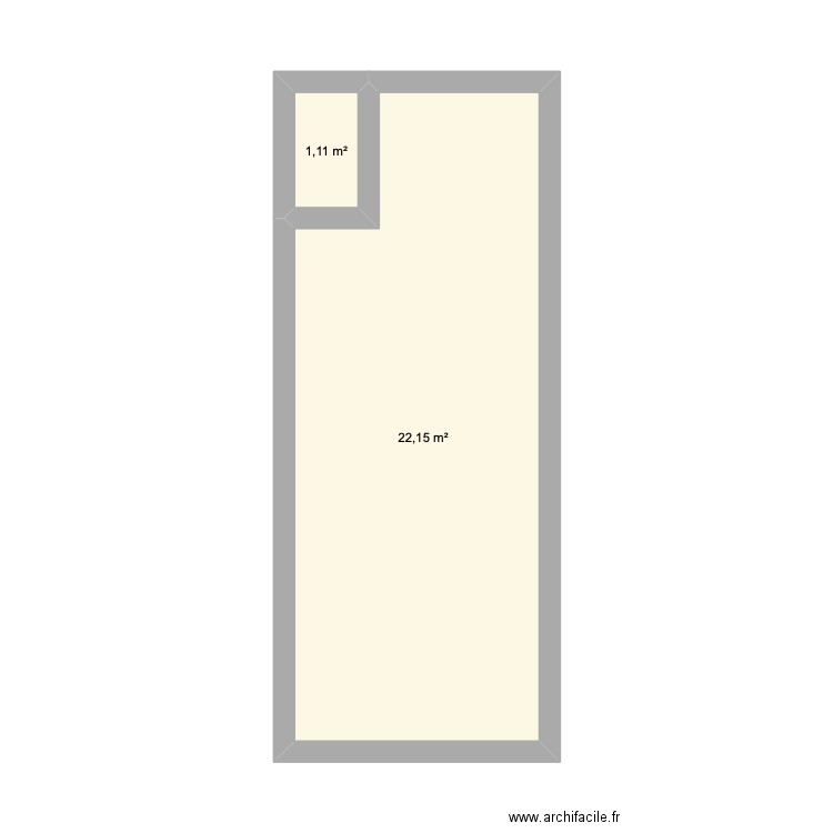 nouveau. Plan de 2 pièces et 23 m2