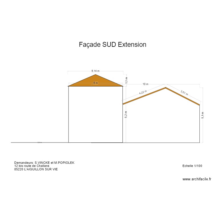 façade SUD. Plan de 0 pièce et 0 m2