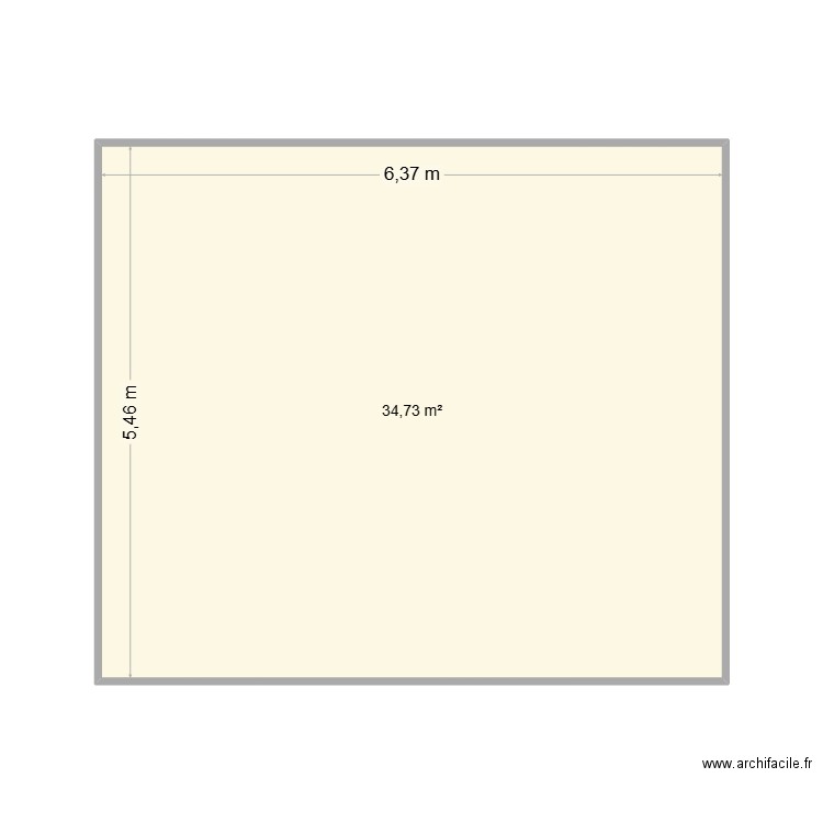 Essai N° 11, 36 m2. Plan de 1 pièce et 35 m2