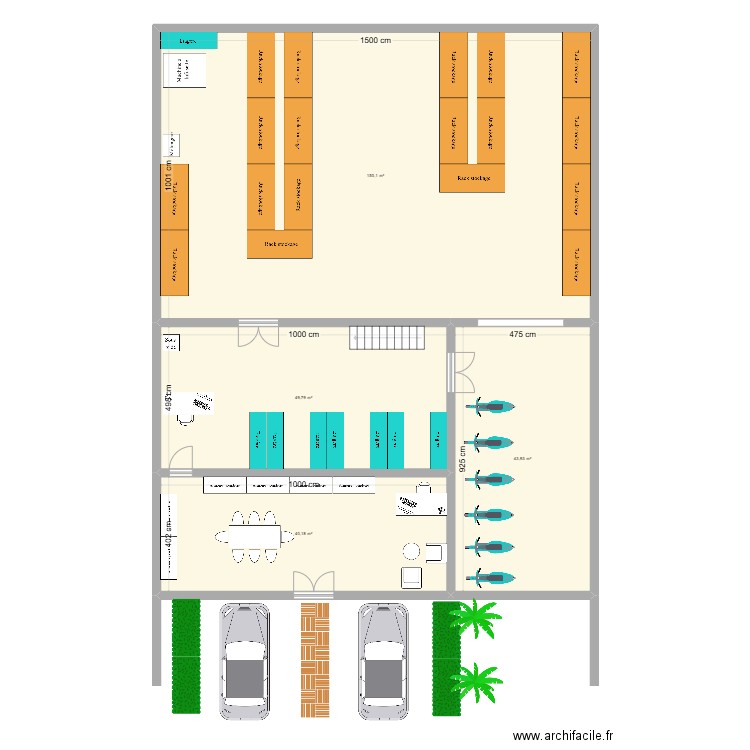 Entrepot TTP 2. Plan de 7 pièces et 376 m2