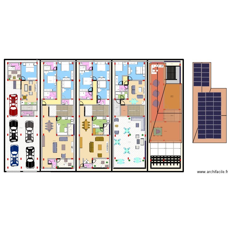 8/25 trois chambres. Plan de 100 pièces et 863 m2