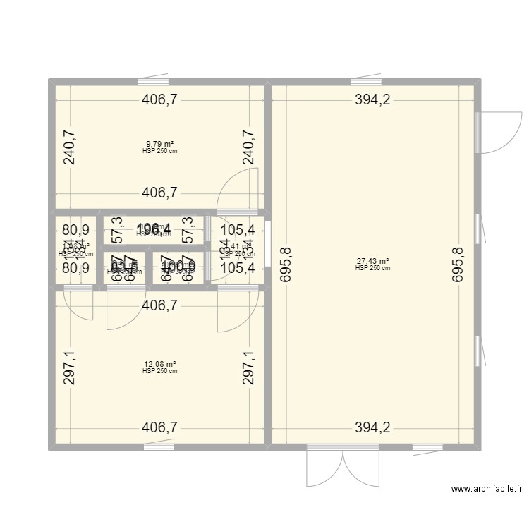 home africa. Plan de 8 pièces et 54 m2