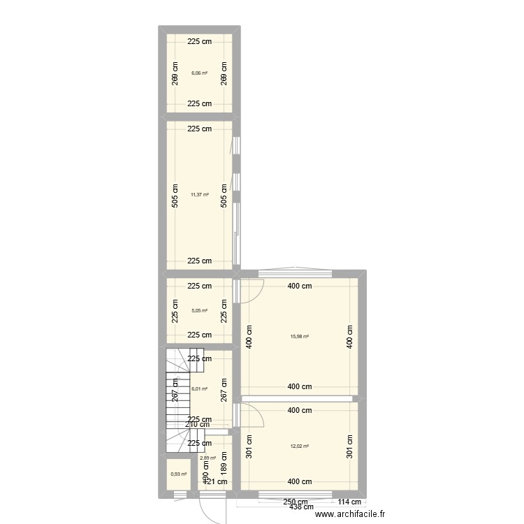 archifacile1. Plan de 8 pièces et 60 m2