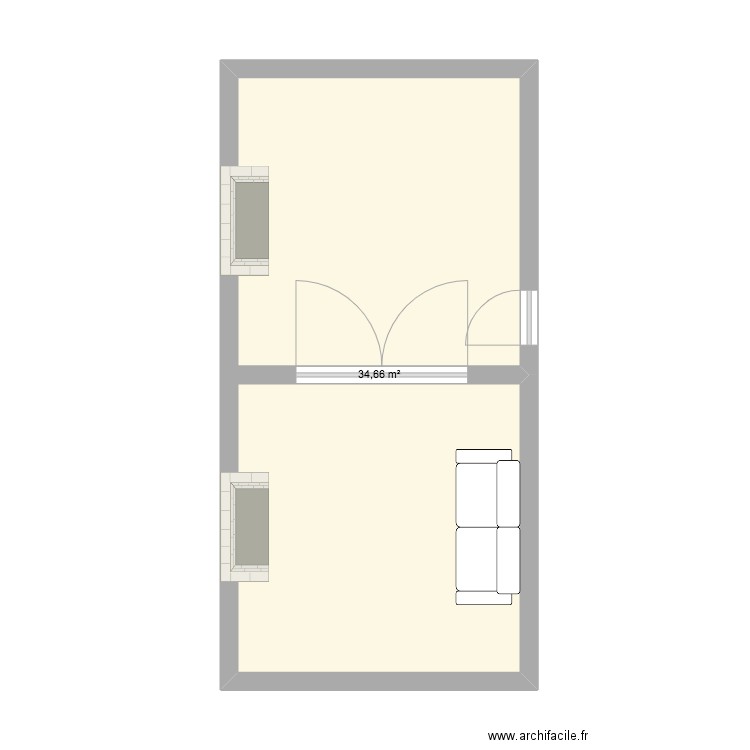 aapart. Plan de 1 pièce et 35 m2